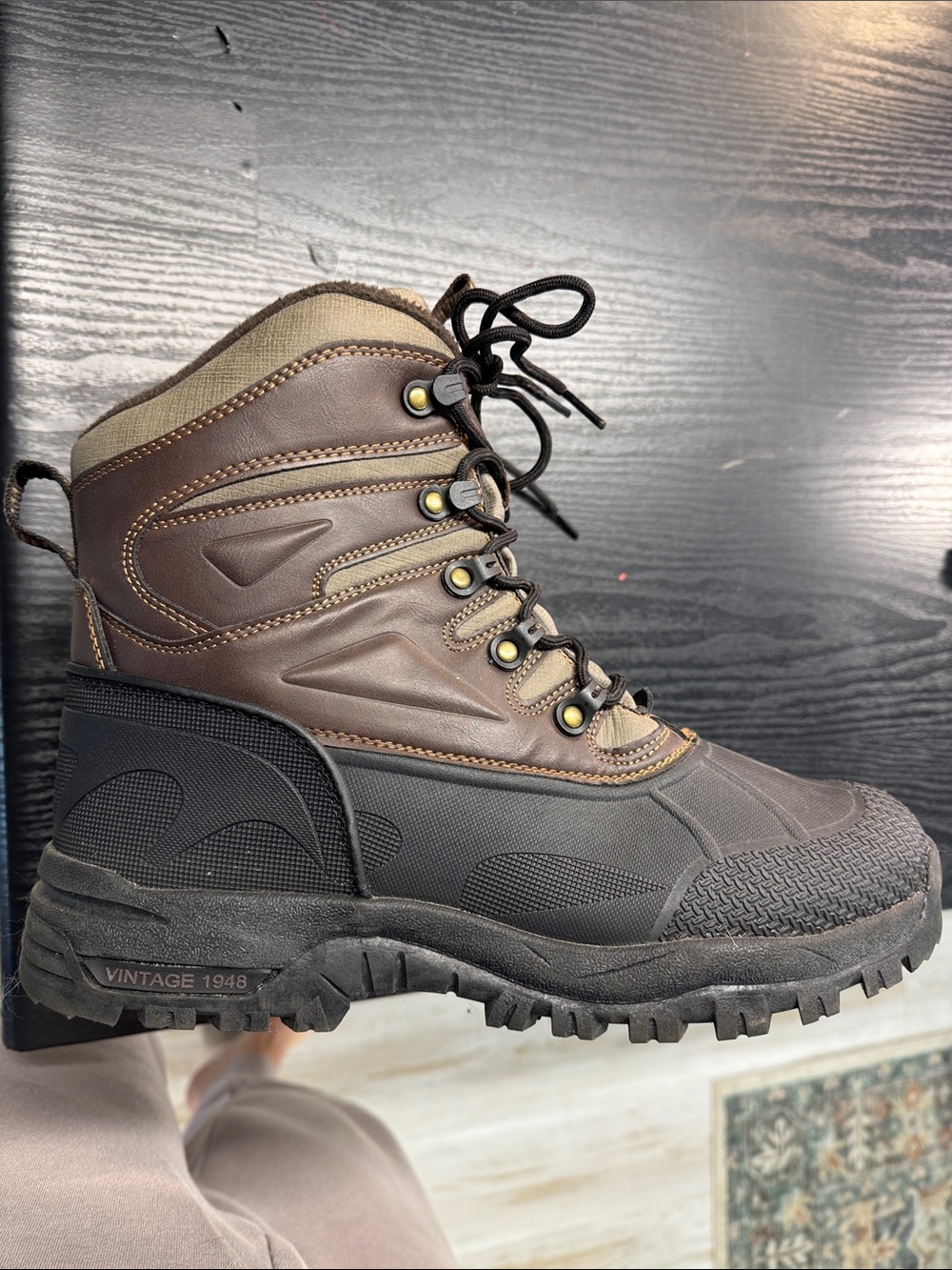 Men's Brown and Black Waterproof Winter Boots